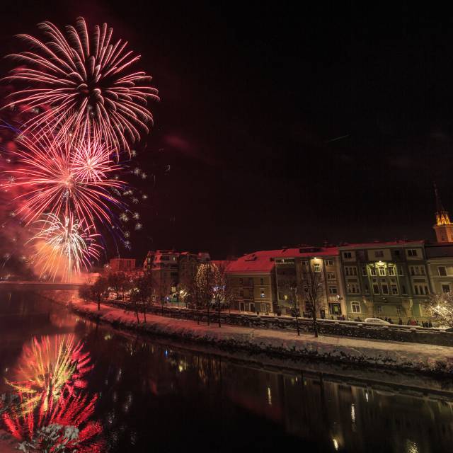 Feuerwerk an Silvester in Villach